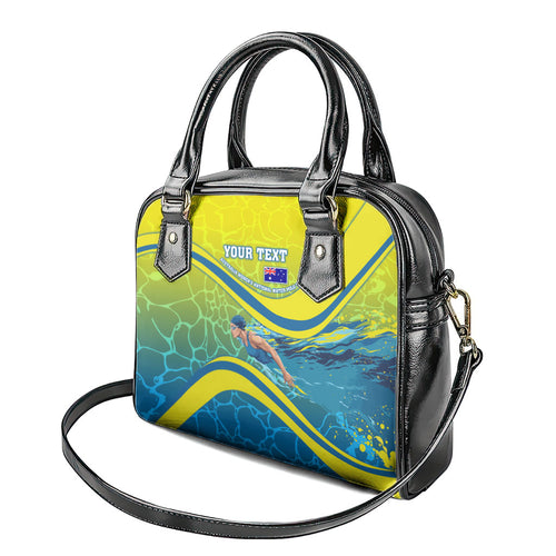 Personalized Australia Water Polo Swimmer Shoulder Handbag Dynamic Swimmer With Wave Pattern And National Colors