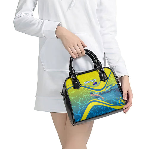 Personalized Australia Water Polo Swimmer Shoulder Handbag Dynamic Swimmer With Wave Pattern And National Colors