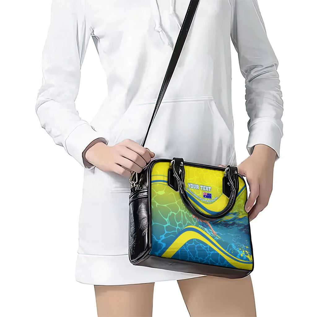 Personalized Australia Water Polo Swimmer Shoulder Handbag Dynamic Swimmer With Wave Pattern And National Colors