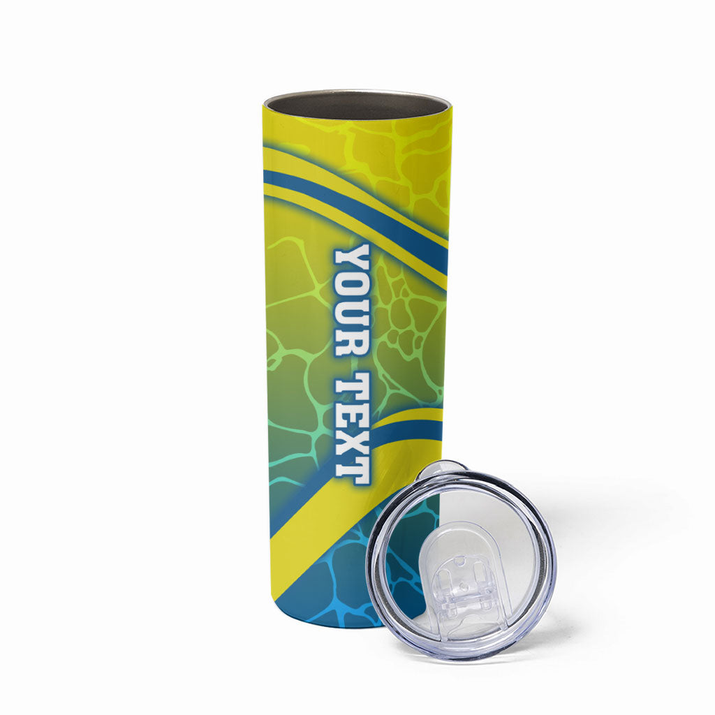 Personalized Australia Water Polo Swimmer Skinny Tumbler Dynamic Swimmer With Wave Pattern And National Colors