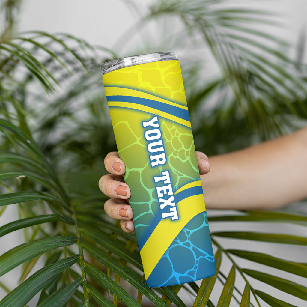 Personalized Australia Water Polo Swimmer Skinny Tumbler Dynamic Swimmer With Wave Pattern And National Colors