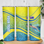 Personalized Australia Water Polo Swimmer Skinny Tumbler Dynamic Swimmer With Wave Pattern And National Colors