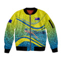 Personalized Australia Water Polo Swimmer Sleeve Zip Bomber Jacket Dynamic Swimmer With Wave Pattern And National Colors