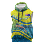 Personalized Australia Water Polo Swimmer Sleeveless Hoodie Dynamic Swimmer With Wave Pattern And National Colors