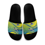 Personalized Australia Water Polo Swimmer Slide Sandals Dynamic Swimmer With Wave Pattern And National Colors