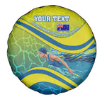 Personalized Australia Water Polo Swimmer Spare Tire Cover Dynamic Swimmer With Wave Pattern And National Colors