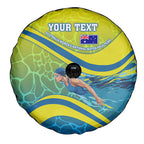 Personalized Australia Water Polo Swimmer Spare Tire Cover Dynamic Swimmer With Wave Pattern And National Colors