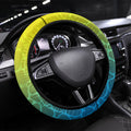 Australia Water Polo Swimmer Steering Wheel Cover Dynamic Swimmer With Wave Pattern And National Colors