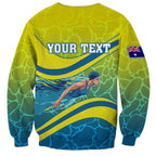 Personalized Australia Water Polo Swimmer Sweatshirt Dynamic Swimmer With Wave Pattern And National Colors
