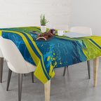 Personalized Australia Water Polo Swimmer Tablecloth Dynamic Swimmer With Wave Pattern And National Colors