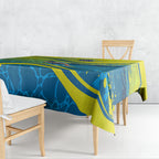 Personalized Australia Water Polo Swimmer Tablecloth Dynamic Swimmer With Wave Pattern And National Colors