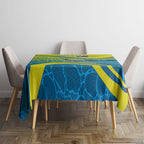 Personalized Australia Water Polo Swimmer Tablecloth Dynamic Swimmer With Wave Pattern And National Colors