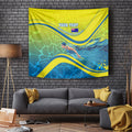 Personalized Australia Water Polo Swimmer Tapestry Dynamic Swimmer With Wave Pattern And National Colors