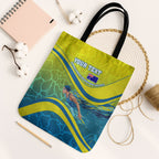 Personalized Australia Water Polo Swimmer Tote Bag Dynamic Swimmer With Wave Pattern And National Colors