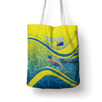 Personalized Australia Water Polo Swimmer Tote Bag Dynamic Swimmer With Wave Pattern And National Colors