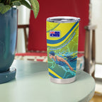 Personalized Australia Water Polo Swimmer Tumbler Cup Dynamic Swimmer With Wave Pattern And National Colors