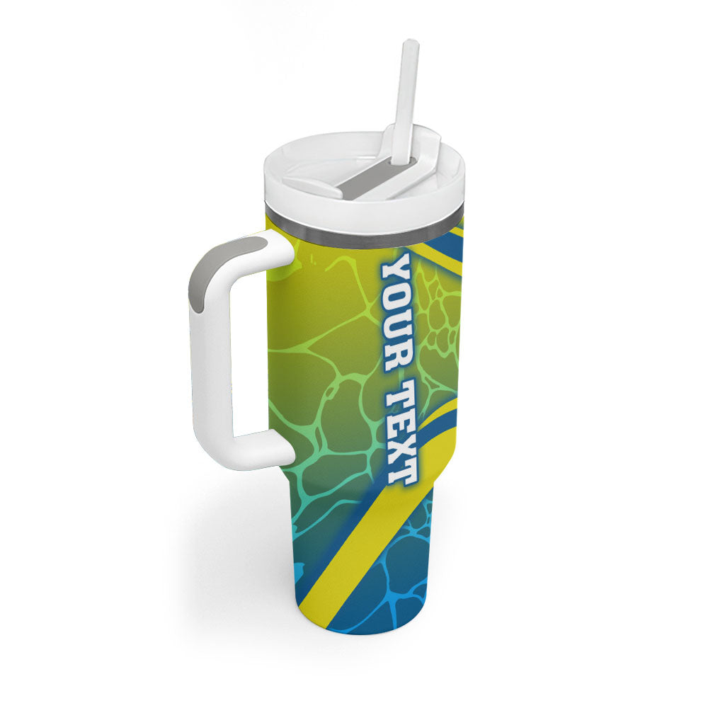 Personalized Australia Water Polo Swimmer Tumbler With Handle Dynamic Swimmer With Wave Pattern And National Colors