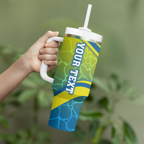 Personalized Australia Water Polo Swimmer Tumbler With Handle Dynamic Swimmer With Wave Pattern And National Colors