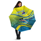 Personalized Australia Water Polo Swimmer Umbrella Dynamic Swimmer With Wave Pattern And National Colors