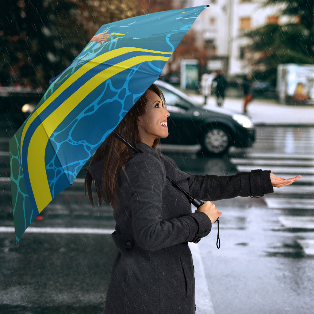 Personalized Australia Water Polo Swimmer Umbrella Dynamic Swimmer With Wave Pattern And National Colors