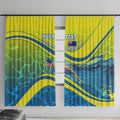 Personalized Australia Water Polo Swimmer Window Curtain Dynamic Swimmer With Wave Pattern And National Colors