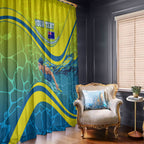 Personalized Australia Water Polo Swimmer Window Curtain Dynamic Swimmer With Wave Pattern And National Colors