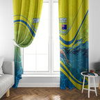 Personalized Australia Water Polo Swimmer Window Curtain Dynamic Swimmer With Wave Pattern And National Colors