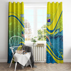 Personalized Australia Water Polo Swimmer Window Curtain Dynamic Swimmer With Wave Pattern And National Colors