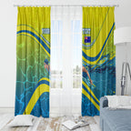 Personalized Australia Water Polo Swimmer Window Curtain Dynamic Swimmer With Wave Pattern And National Colors