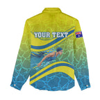 Personalized Australia Water Polo Swimmer Women Casual Shirt Dynamic Swimmer With Wave Pattern And National Colors