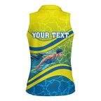 Personalized Australia Water Polo Swimmer Women Sleeveless Polo Shirt Dynamic Swimmer With Wave Pattern And National Colors
