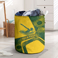 Personalized Australia Swimming Athlete Laundry Basket Bold Swimmer Silhouette With Indigenous Pattern Accents