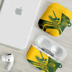 Personalized Australia Swimming Athlete AirPods Case Bold Swimmer Silhouette With Indigenous Pattern Accents