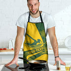 Personalized Australia Swimming Athlete Apron Bold Swimmer Silhouette With Indigenous Pattern Accents