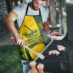 Personalized Australia Swimming Athlete Apron Bold Swimmer Silhouette With Indigenous Pattern Accents