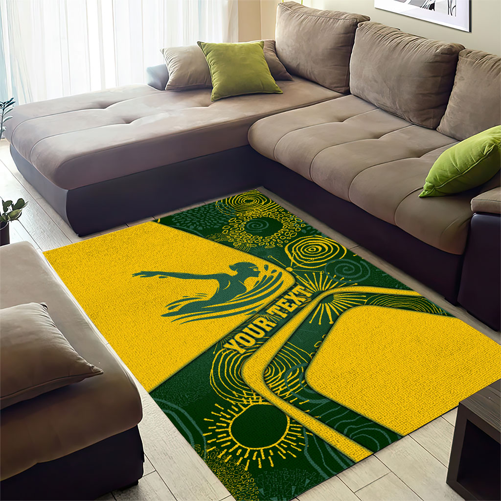 Personalized Australia Swimming Athlete Area Rug Bold Swimmer Silhouette With Indigenous Pattern Accents