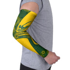 Personalized Australia Swimming Athlete Arm Sleeves Bold Swimmer Silhouette With Indigenous Pattern Accents