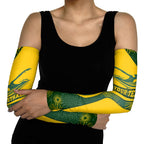 Personalized Australia Swimming Athlete Arm Sleeves Bold Swimmer Silhouette With Indigenous Pattern Accents