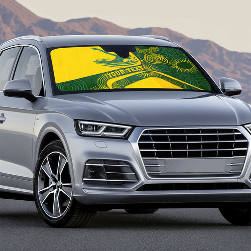 Personalized Australia Swimming Athlete Auto Sun Shade Bold Swimmer Silhouette With Indigenous Pattern Accents