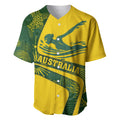 Personalized Australia Swimming Athlete Baseball Jersey Bold Swimmer Silhouette With Indigenous Pattern Accents