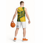 Personalized Australia Swimming Athlete Basketball Jersey Bold Swimmer Silhouette With Indigenous Pattern Accents