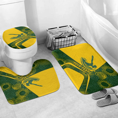 Personalized Australia Swimming Athlete Bathroom Set Bold Swimmer Silhouette With Indigenous Pattern Accents
