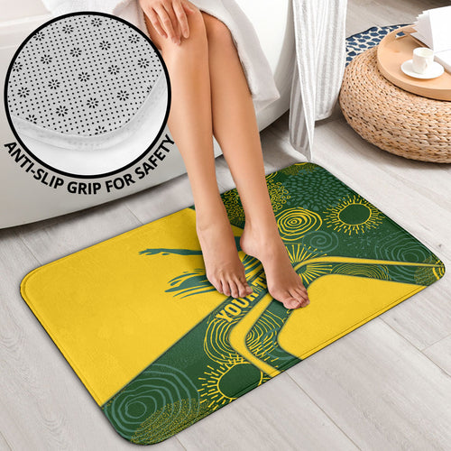 Personalized Australia Swimming Athlete Bathroom Set Bold Swimmer Silhouette With Indigenous Pattern Accents
