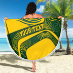 Personalized Australia Swimming Athlete Beach Blanket Bold Swimmer Silhouette With Indigenous Pattern Accents