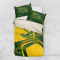 Personalized Australia Swimming Athlete Bedding Set Bold Swimmer Silhouette With Indigenous Pattern Accents