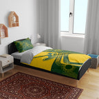Personalized Australia Swimming Athlete Bedding Set Bold Swimmer Silhouette With Indigenous Pattern Accents