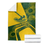 Personalized Australia Swimming Athlete Blanket Bold Swimmer Silhouette With Indigenous Pattern Accents