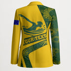 Personalized Australia Swimming Athlete Blazer Bold Swimmer Silhouette With Indigenous Pattern Accents