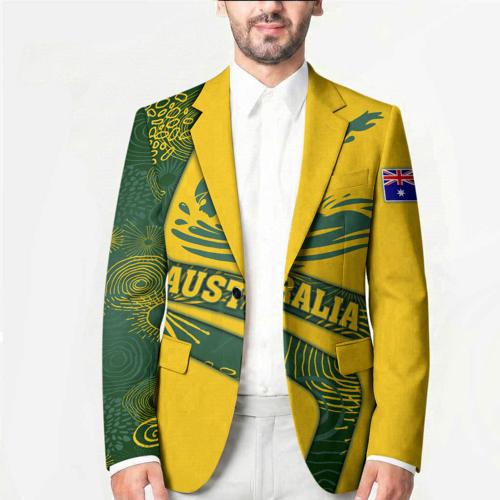 Personalized Australia Swimming Athlete Blazer Bold Swimmer Silhouette With Indigenous Pattern Accents