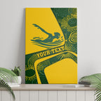 Personalized Australia Swimming Athlete Canvas Wall Art Bold Swimmer Silhouette With Indigenous Pattern Accents